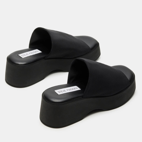 Steve Madden Slinky30 Black Platform Sandal Wedge Heels Y2K 2000s - Picture 5 of 8